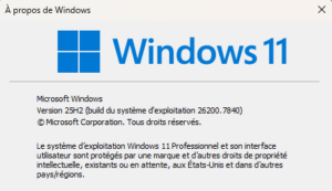 Mise à jour vers Windows 11 version 25H2